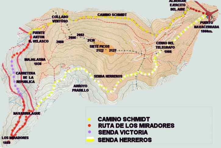 Ver descripcin de ruta circular a Siete Picos, Camino Schmidt y Senda Herreros