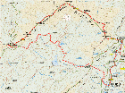 Mapa ruta senderismo en el valle del rio moros, monton de trigo y la mujer muerta